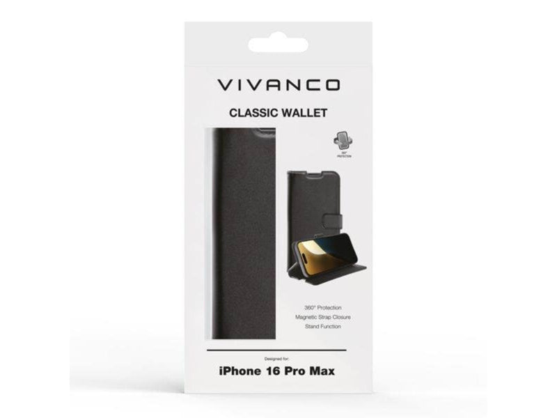 Vivanco Classic Wallet for iPhone 16 Pro Max - Black