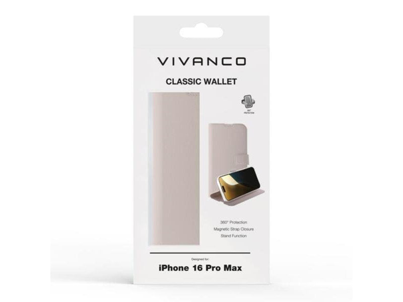 Vivanco Classic Wallet for iPhone 16 Pro Max - Greige