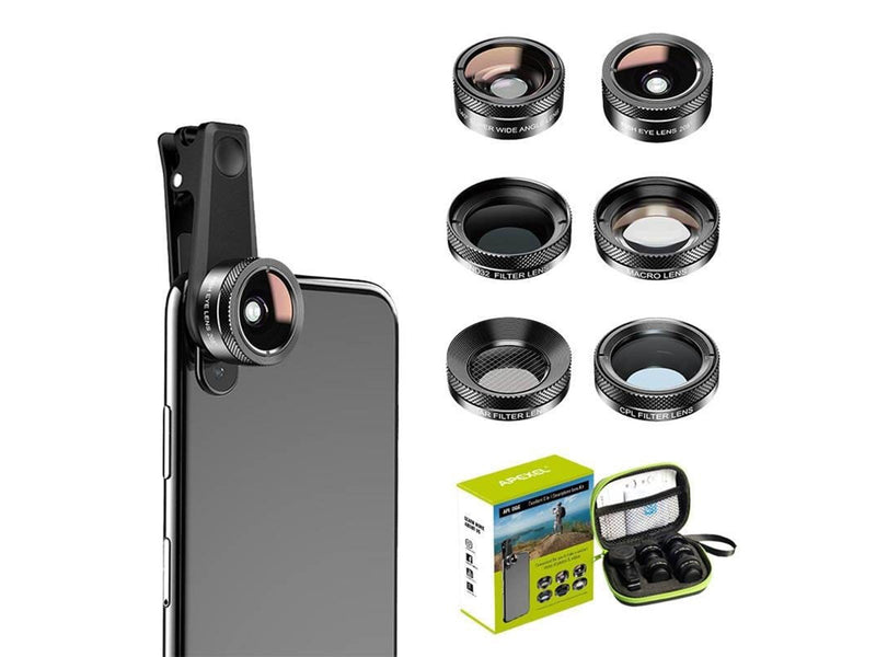 APEXEL Mobile lens kit APL-DG6V2 6 in 1 universal (black)