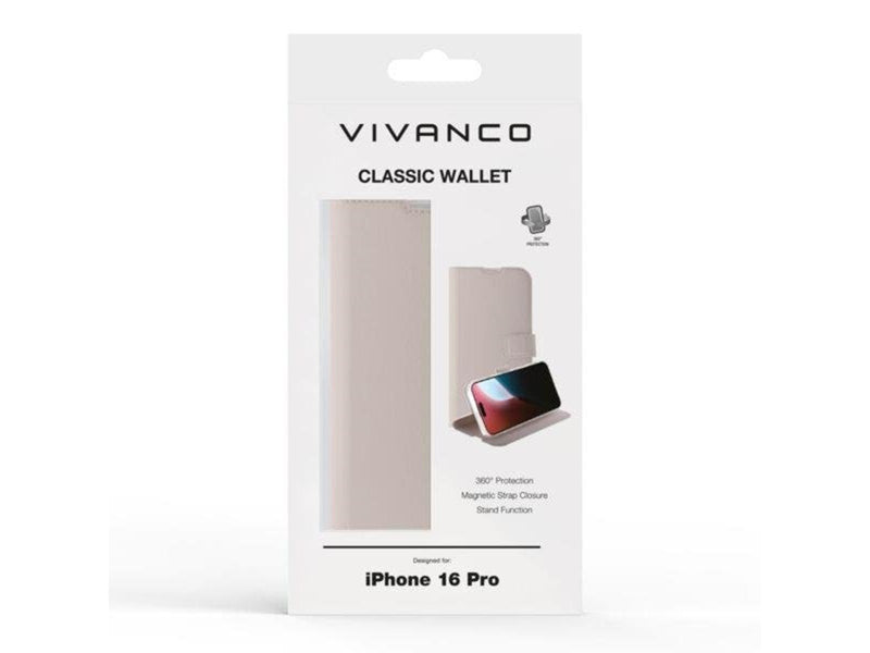 Vivanco Classic Wallet for iPhone 16 Pro - Greige