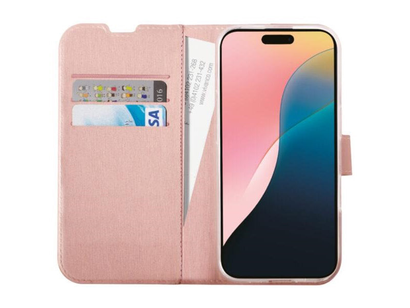 Vivanco Classic Wallet for iPhone 16 - Rose Gold