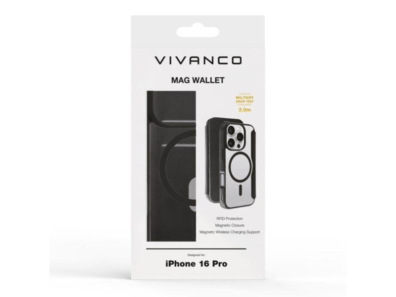 Vivanco Mag Wallet for iPhone 16 Pro - Black