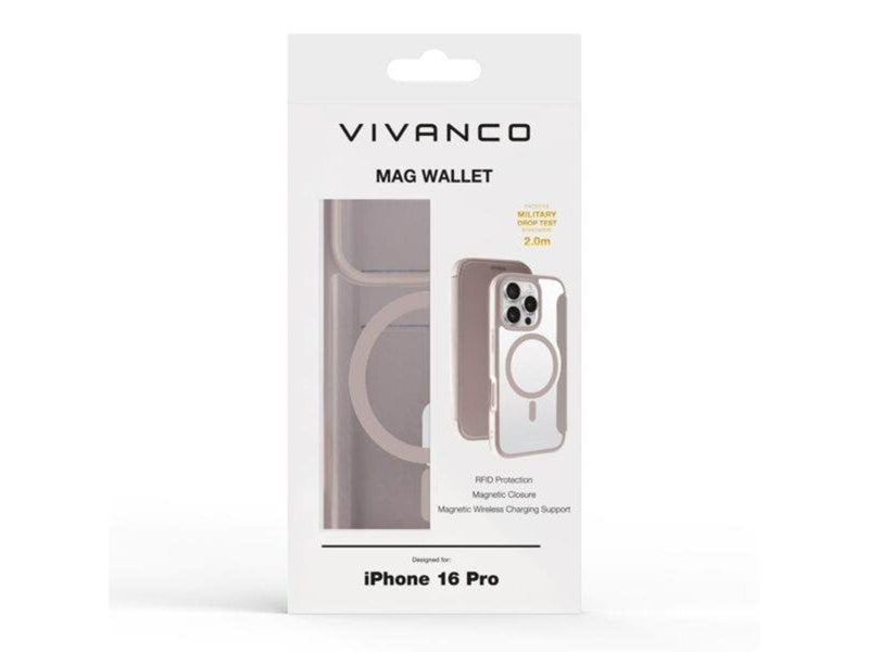Vivanco Mag Wallet for iPhone 16 Pro - Greige