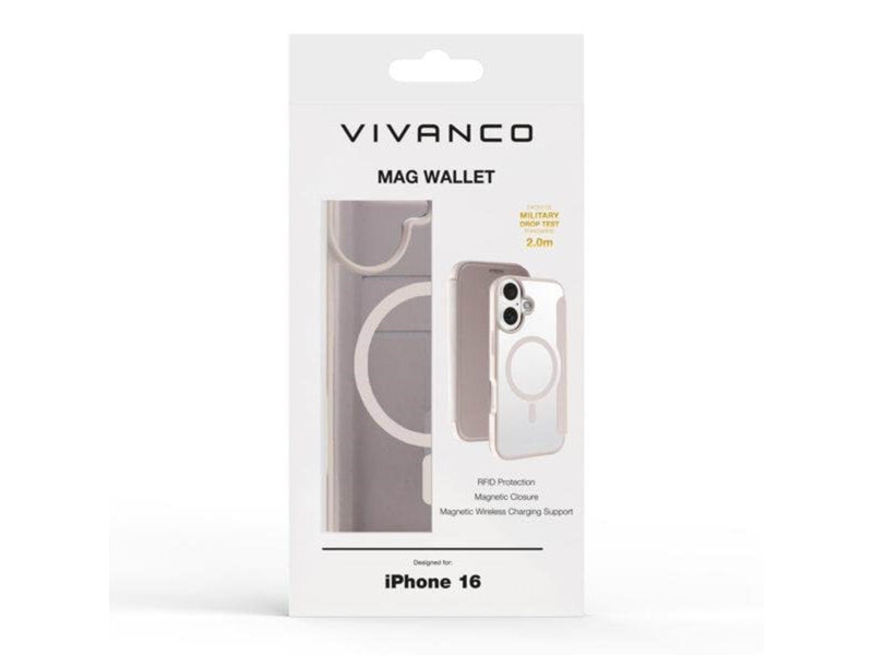 Vivanco Mag Wallet for iPhone 16 - Greige