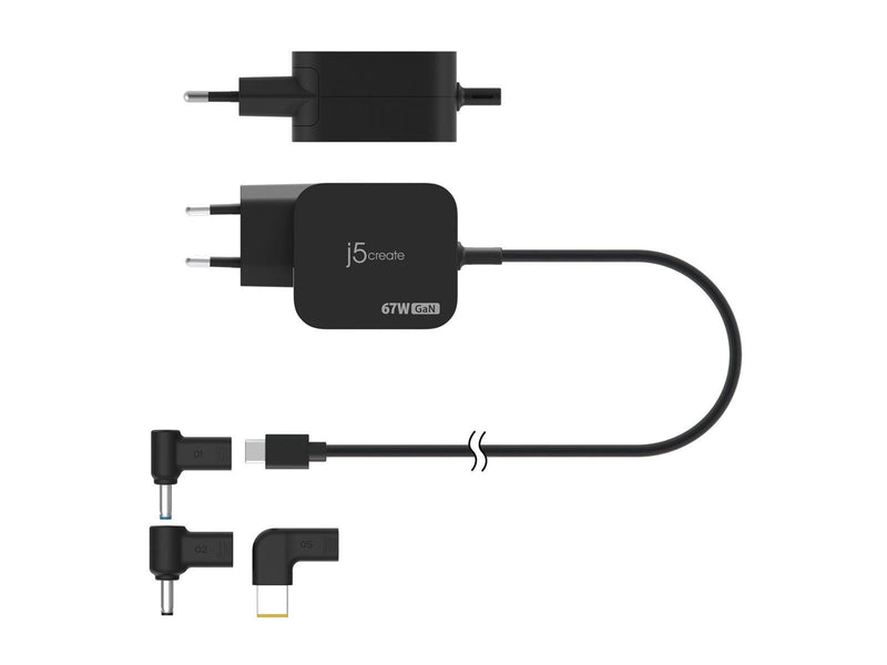j5create 67W GaN PD USB-C Charger (with 3 DC Connector)
