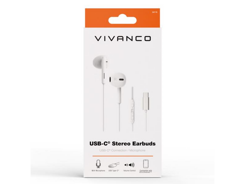 Vivanco Smart Pro USB-C In-Ear Eggshape Headset - White