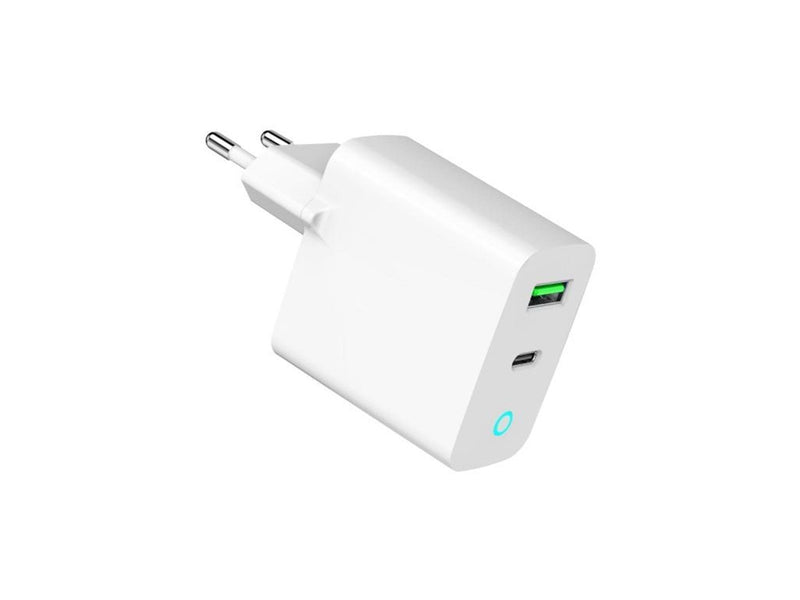Gembird Universal USB charger with LED QC 3.0 & PD 20W 2-port - White