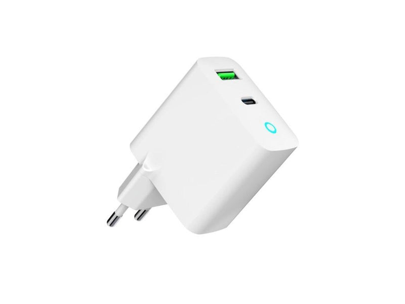 Gembird Universal USB charger with LED QC 3.0 & PD 20W 2-port - White