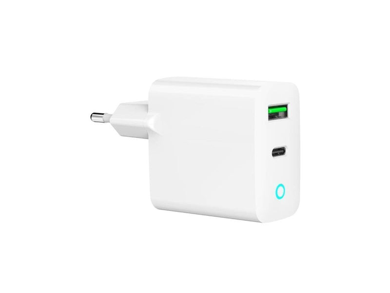Gembird Universal USB charger with LED QC 3.0 & PD 20W 2-port - White