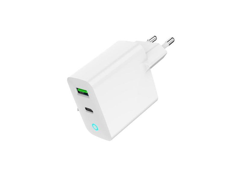 Gembird Universal USB charger with LED QC 3.0 & PD 20W 2-port - White