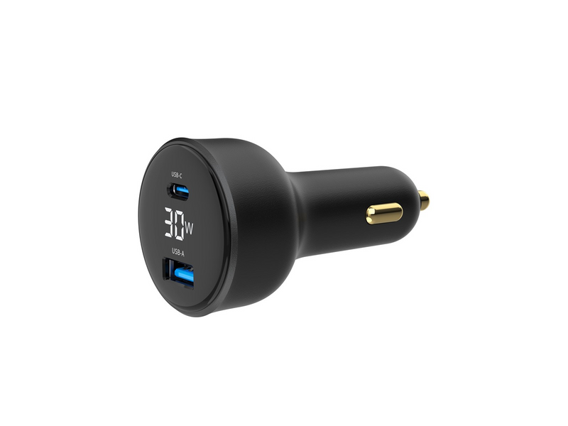 Gembird Car Power Adapter with LCD display - USB Type-C PD - 30W