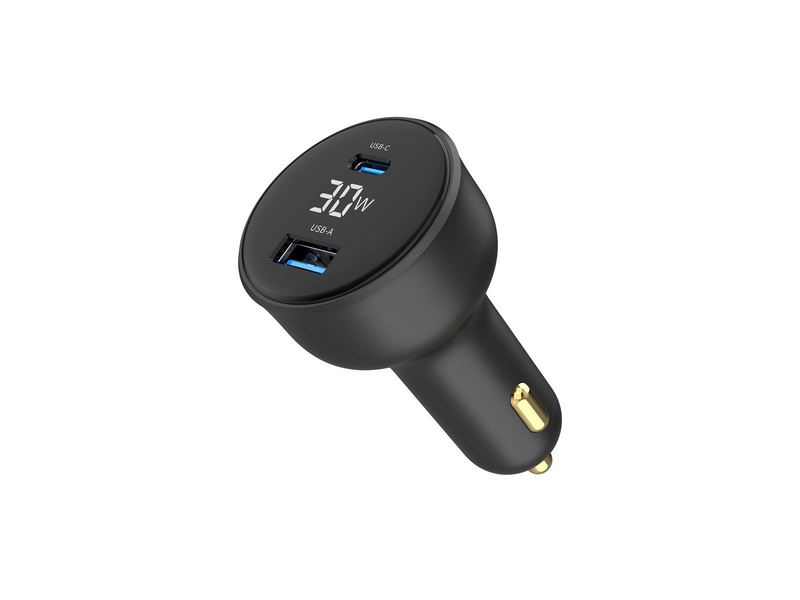 Gembird Car Power Adapter with LCD display - USB Type-C PD - 30W