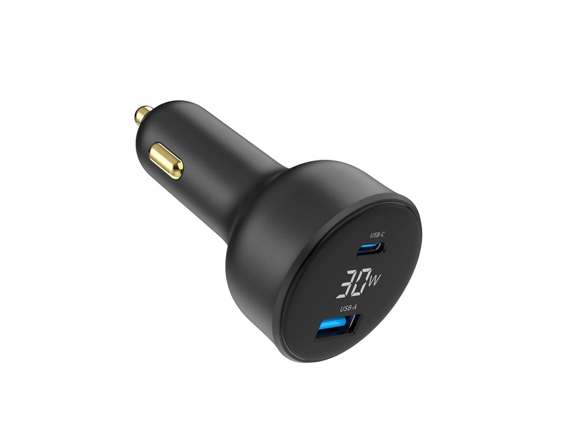Gembird Car Power Adapter with LCD display - USB Type-C PD - 30W