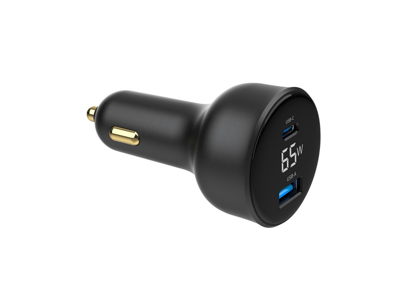 Gembird Car Power Adapter with LCD display - USB Type-C PD - 65W