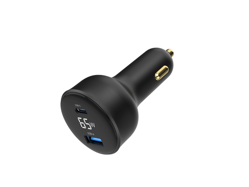 Gembird Car Power Adapter with LCD display - USB Type-C PD - 65W