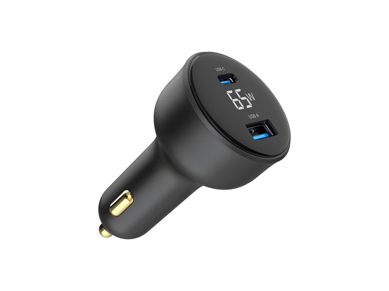 Gembird Car Power Adapter with LCD display - USB Type-C PD - 65W