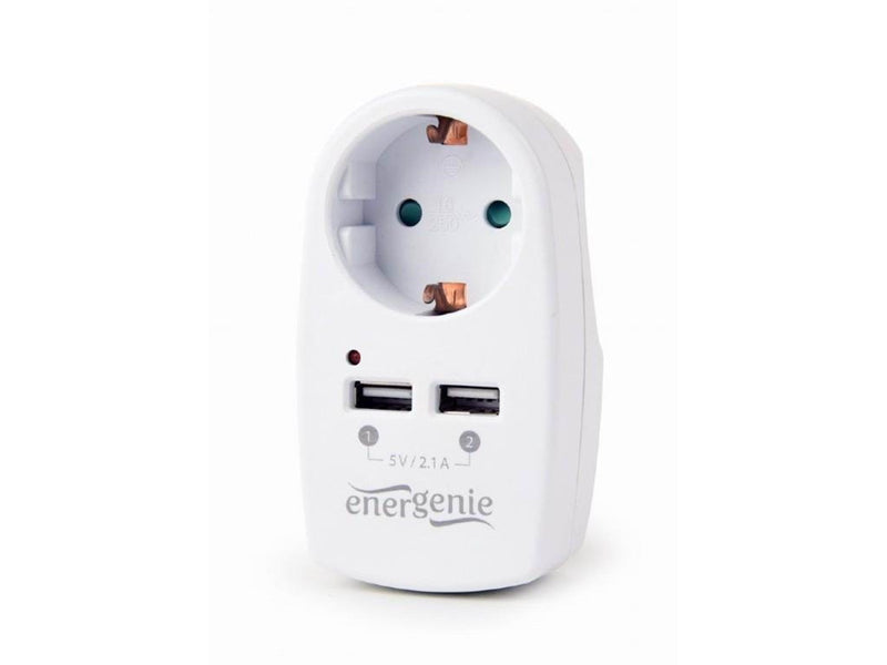 Gembird Universal USB charger with pass-through AC - 2 ports - 2.1 A - White