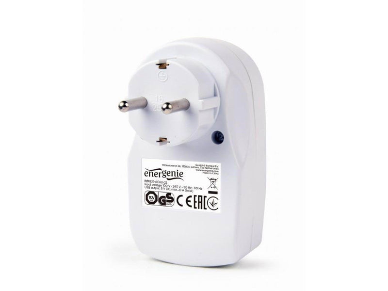 Gembird Universal USB charger with pass-through AC - 2 ports - 2.1 A - White