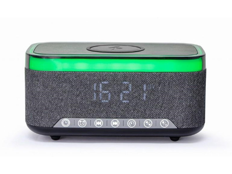 Gembird Digital alarm clock with speaker and wireless charging function - Black