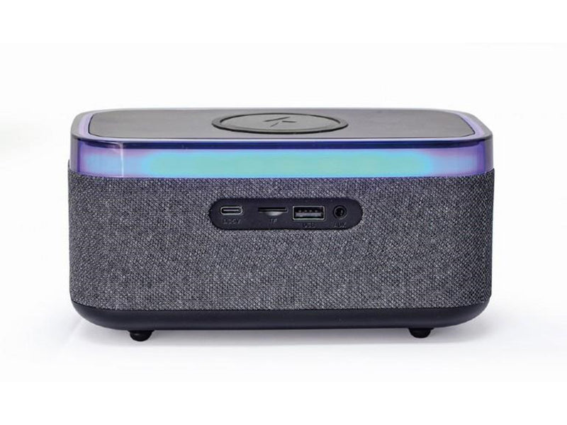 Gembird Digital alarm clock with speaker and wireless charging function - Black