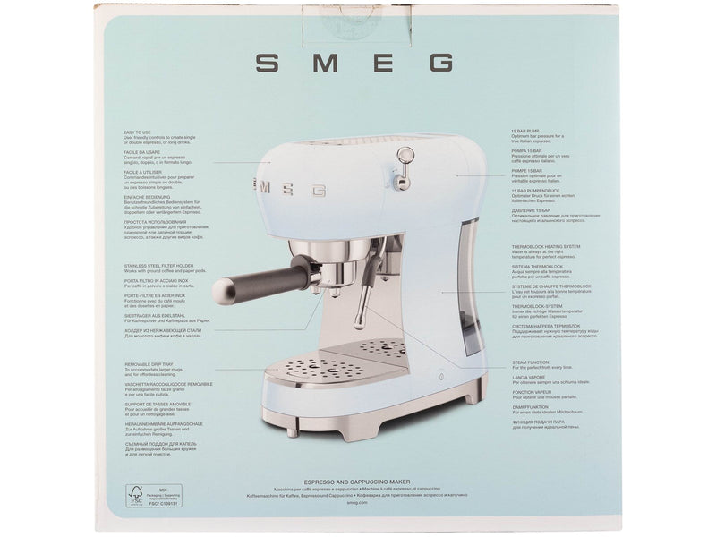 SMEG 50's Style ECF02WHEU - coffee machine with cappuccinatore - 15 bar - white
