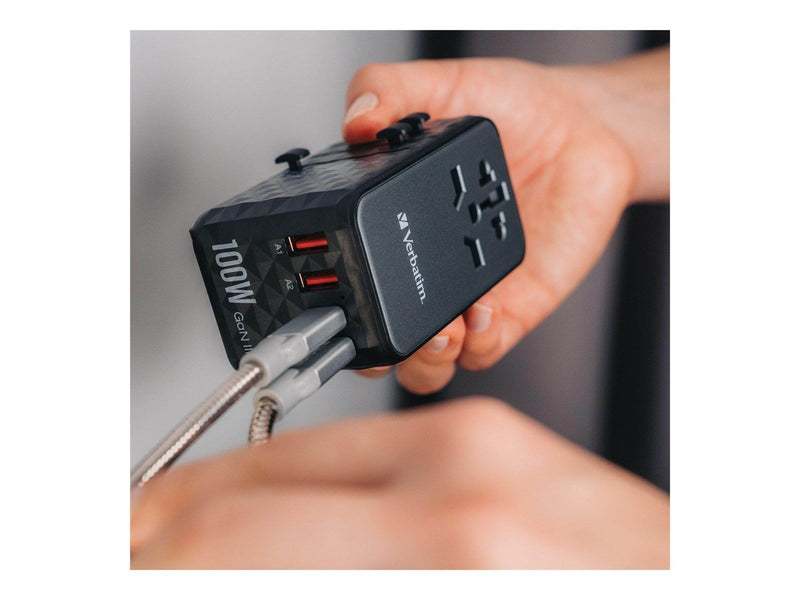 Verbatim UTA-06 Power Adapter - GaN III Universal - 2 x USB 2 x USB-C - 100 Watt
