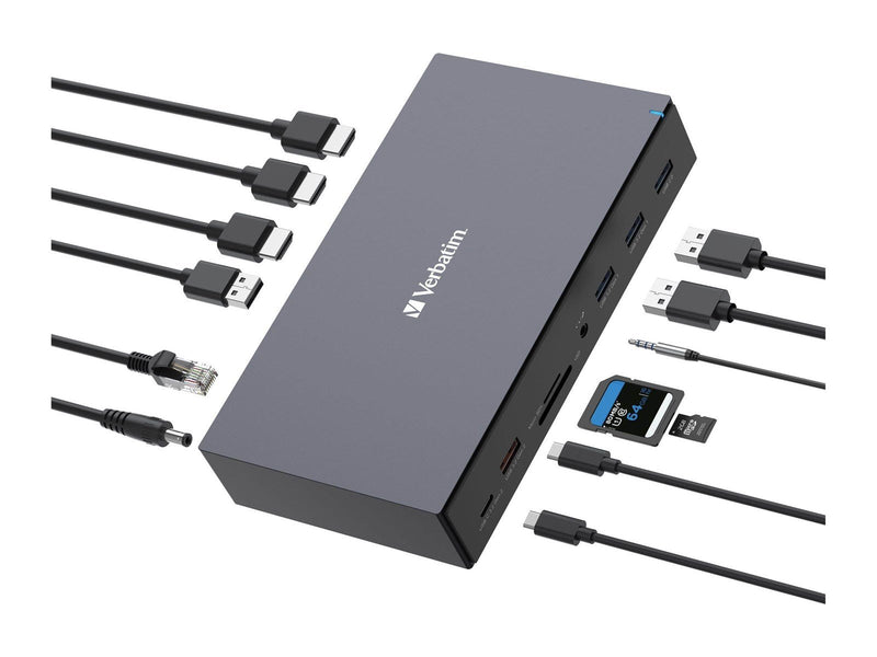Verbatim Docking Station - USB-C - 2 x DP 3 x HDMI - 1GbE