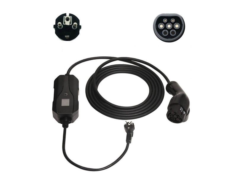 Sinox EV charging cable Mode 2, Schuko 230V to Type 2, 1.35kW, 5 m, Black