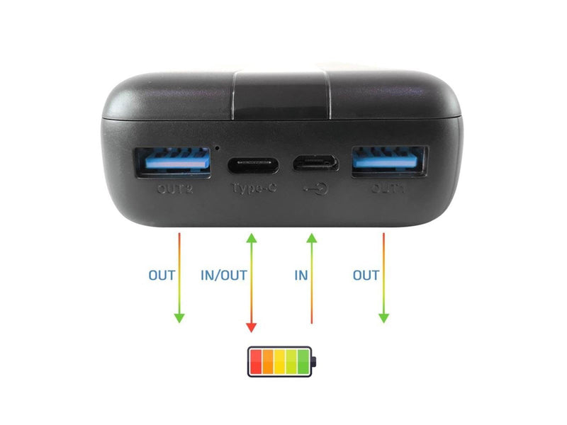 TECHLY I-CHARGE-2000020W Powerbank (Akku) - schwarz - 20000 mAh