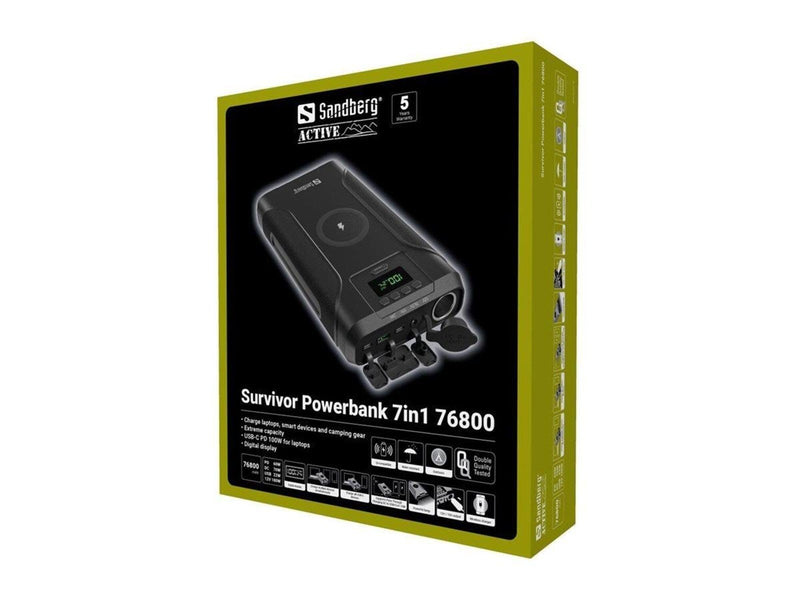 Sandberg Survivor Powerbank 7in1 76800 Powerbank (Akku) - schwarz - 76800 mAh