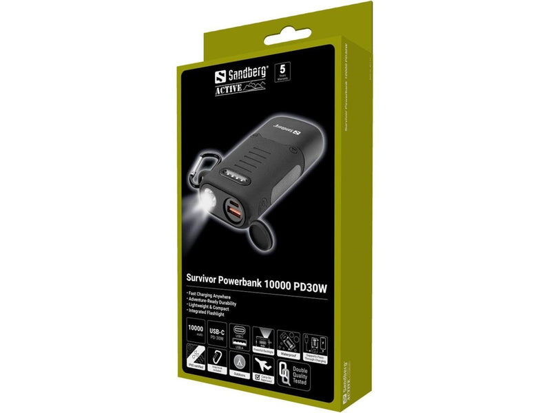 Sandberg Survivor Powerbank 10000 PD30W Powerbank (Akku) - schwarz - 10000 mAh