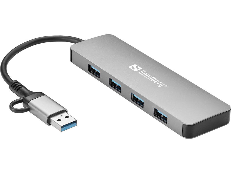 Sandberg 4-Port USB Hub USB-Hubs - USB 3.0 - 4 - silber