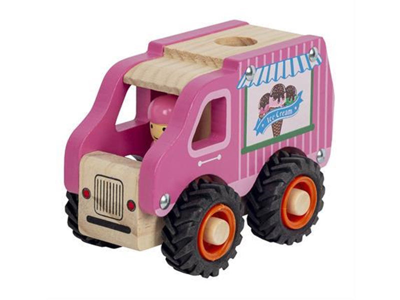 Magni Wooden ice cream truck with rubber wheels