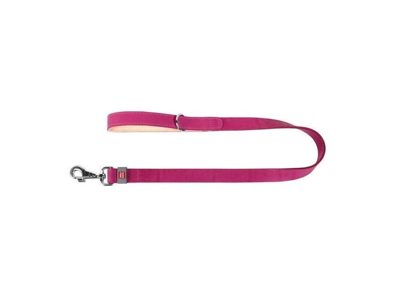 Waudog natural leather dog leash 20 mm wide 122 cm long pink