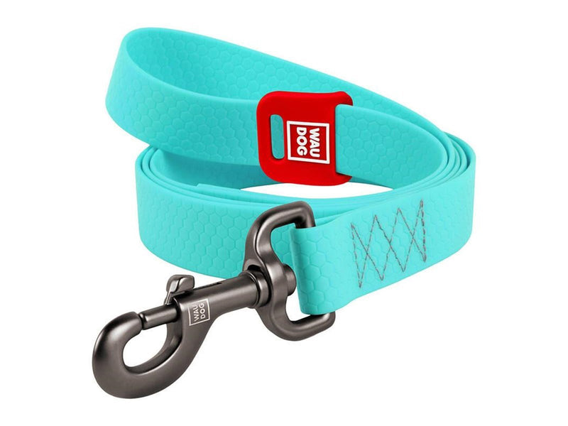 Waudog waterproof luminescent dog leash 25mm wide 183 cm long turquoise