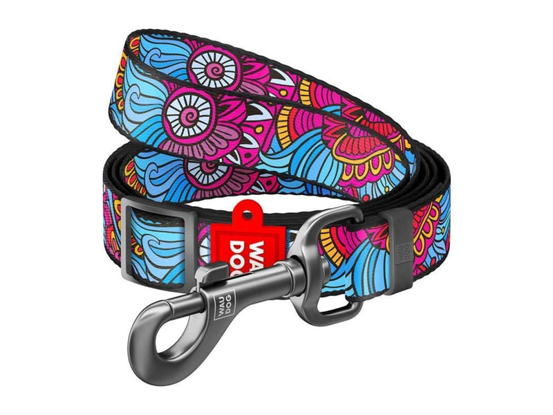 Waudog nylon dog leash "Summer" pattern 20 mm wide length 152-183 cm