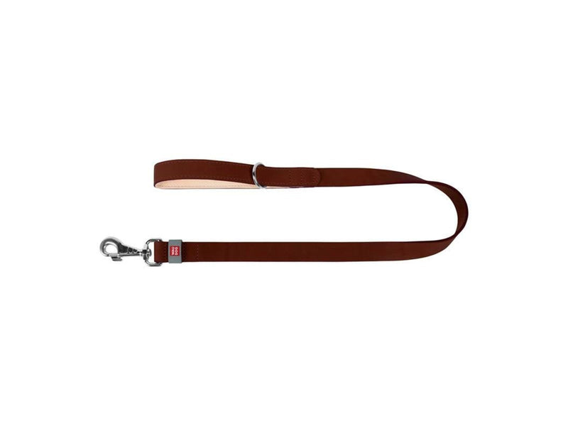 Waudog natural leather dog leash 14 mm wide 122 cm long brown