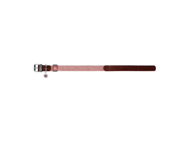 Waudog Dog collar in natural leather with QR code size S width 15 mm (brown)