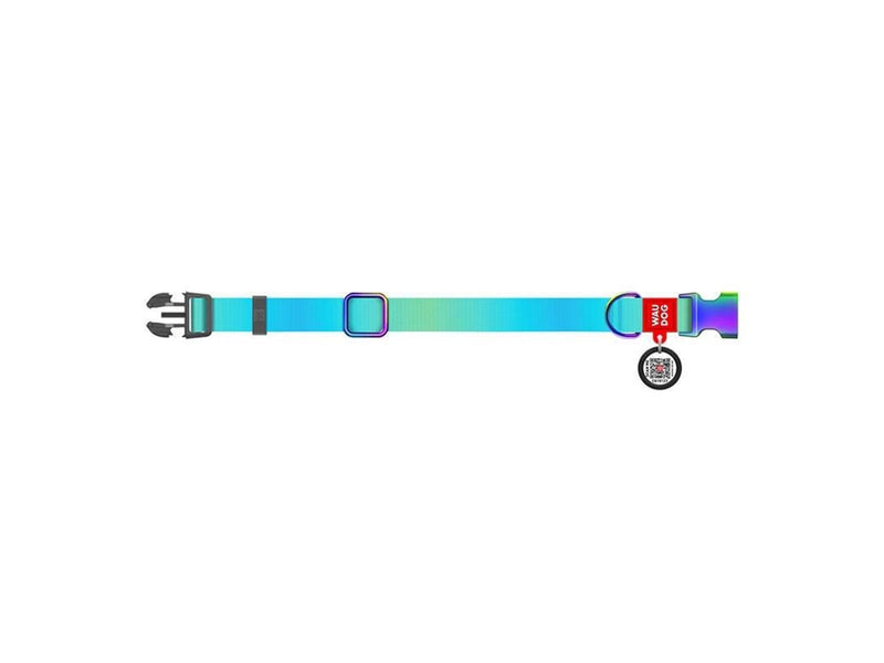 Waudog gradient nylon dog collar with QR code blue  size M