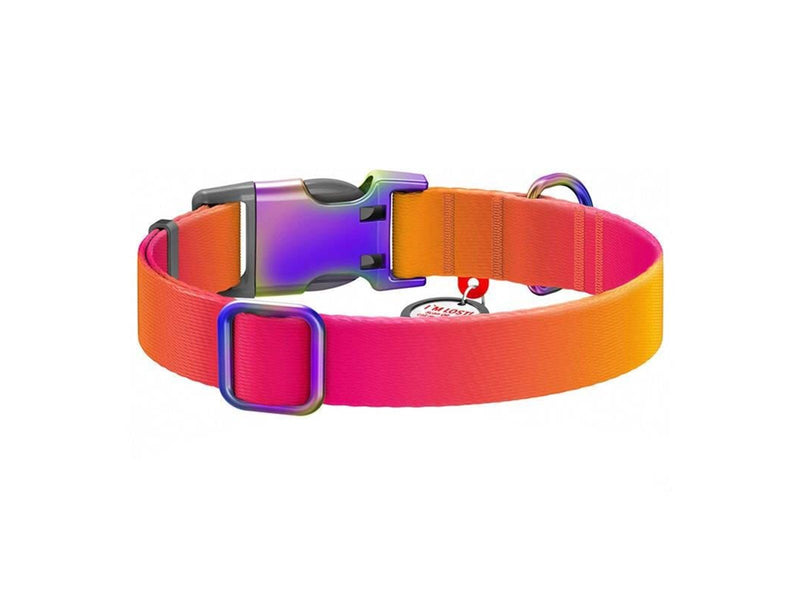 Waudog gradient nylon dog collar with QR code orange  size M