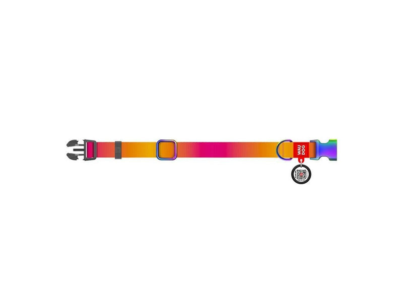 Waudog gradient nylon dog collar with QR code orange  size M