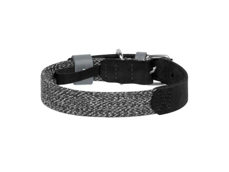 Waudog Dog collar made of natural leather with QR code size S width 15 mm black