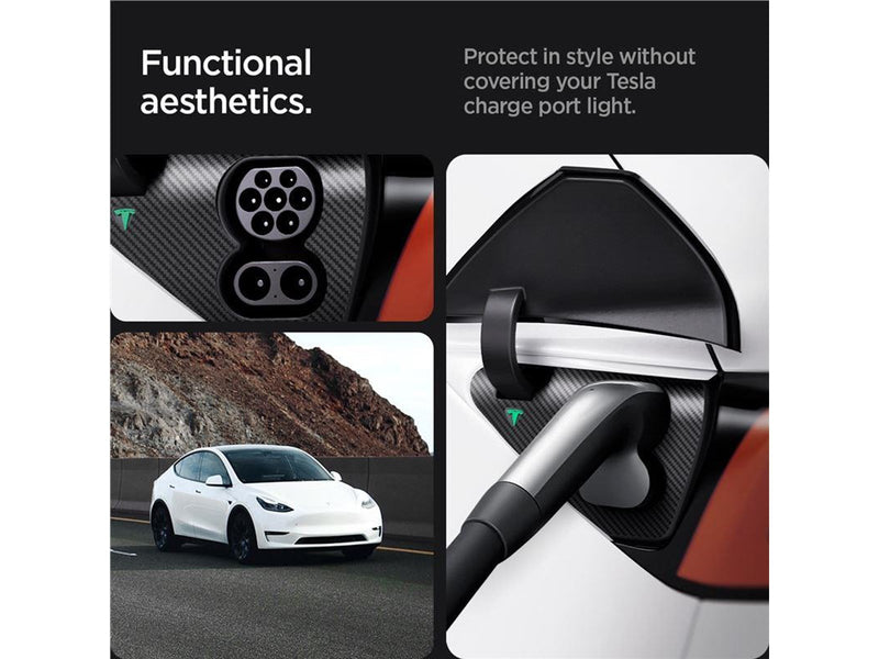 Spigen Tesla Charge Port Film & Wrap Set (EU) - Carbon | Model Y/3