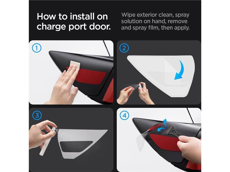 Spigen Tesla Charge Port Film & Wrap Set (EU) - Carbon | Model Y/3