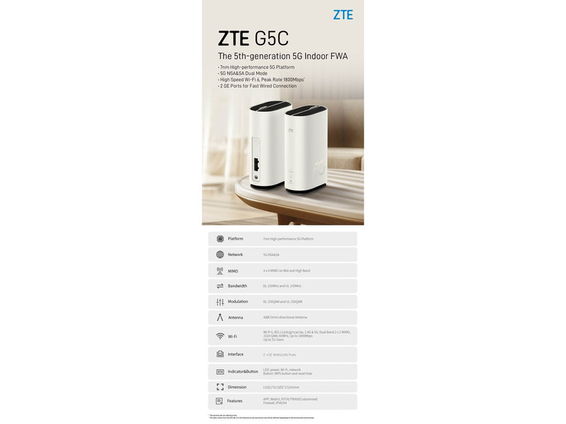 ZTE G5C Wireless 5G Router - 5G