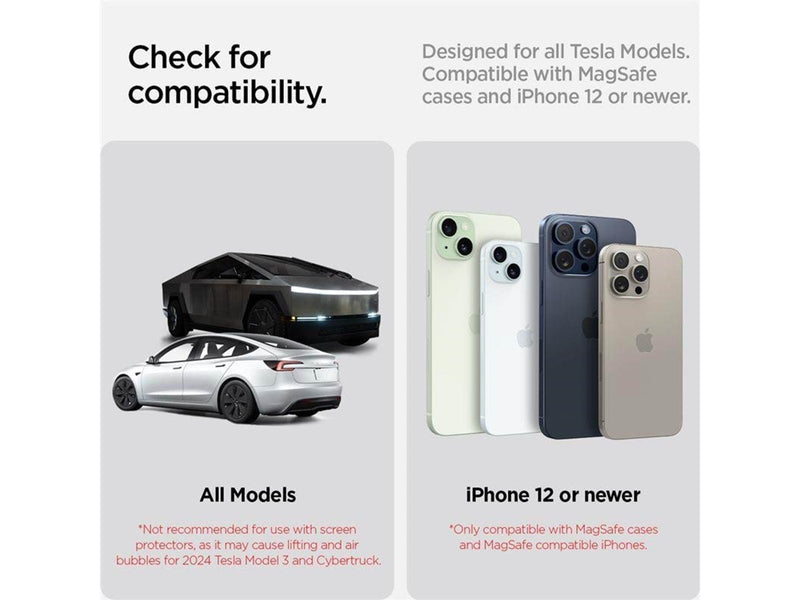 Spigen Tesla TapLock MagSafe Car Mount Charger Wireless for Screen - Black
