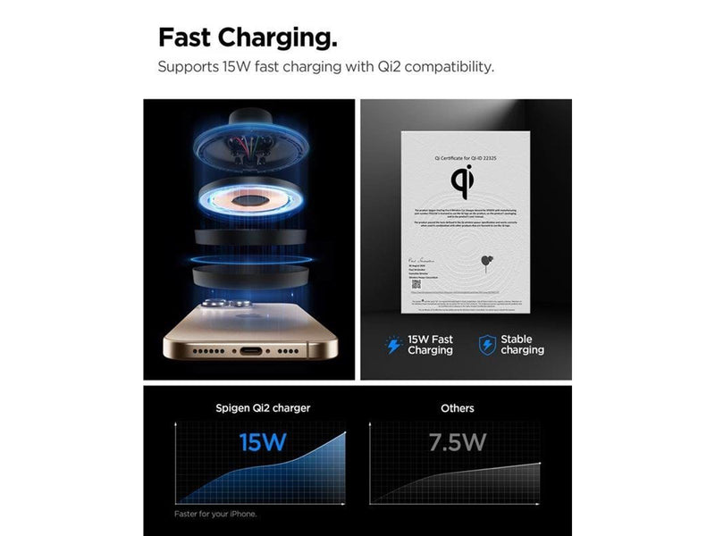 Spigen OneTap Pro 4 MagSafe Car Mount Charger - Wireless / Air Vent - Black