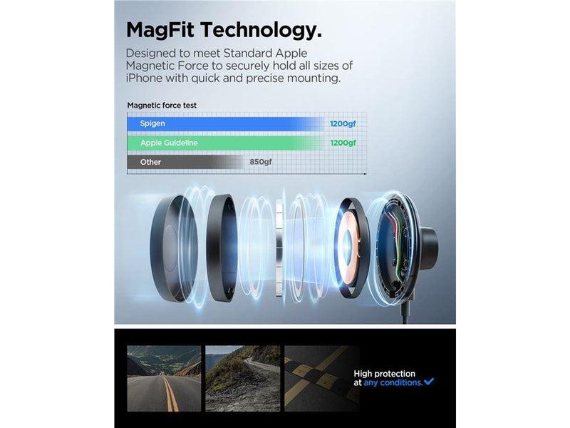 Spigen OneTap Pro 4 MagSafe Car Mount Wireless Charger | Dashboard / Windshield - Black