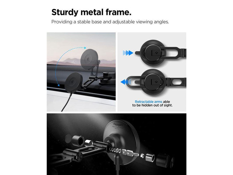 Spigen OneTap Pro 4 MagSafe Car Mount Wireless Charger | Dashboard / Windshield - Black