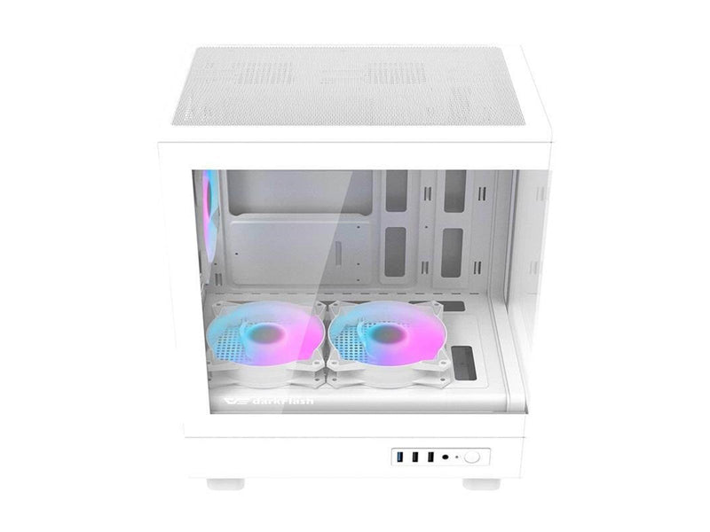 Darkflash DB330M computer case + 3 aRGB fans (white) - Gehäuse - Minitower - Weiß